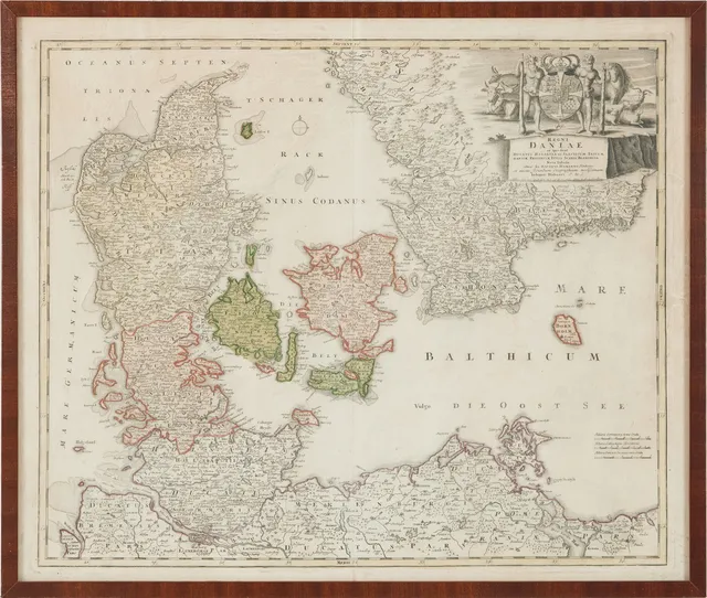 JOHANN BAPTIST HOMANN. Regni Daniae, Nürnberg, ca 1730.