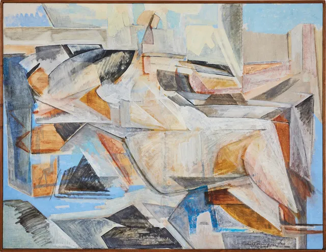 BERTIL ÖHLUND. "Blå Diana", olja på duk, 89 x 116 cm.