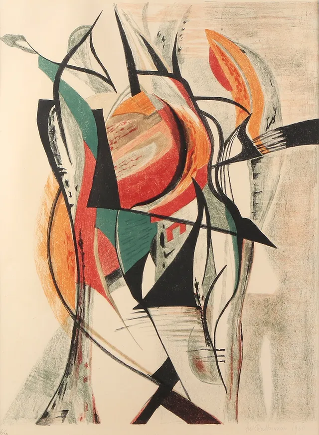 SIRI RATHSMAN. Litografi, 16/30. Komposition. Signerad och daterad 1960.