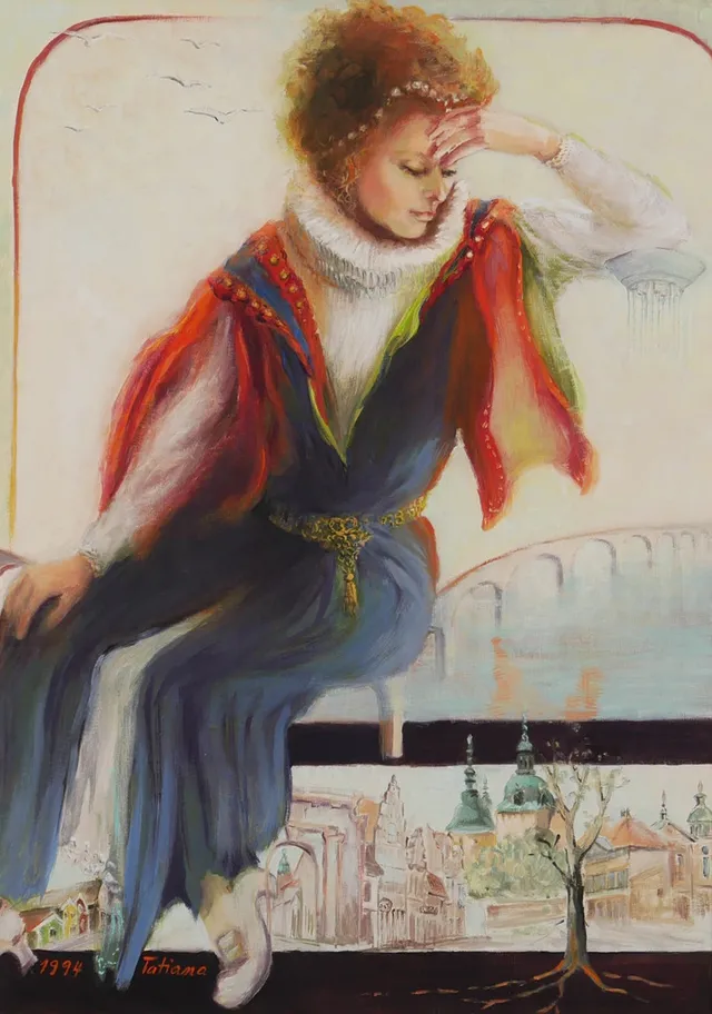 TATIANA KRAUS. Kalmarmotiv, olja på duk, signerad 1994 Tatiana.