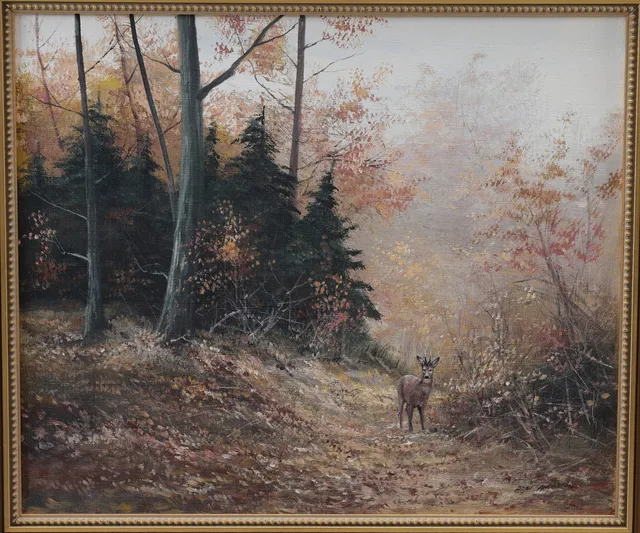 ARNE ANDERSON. Rådjur, olja på duk, signerad.