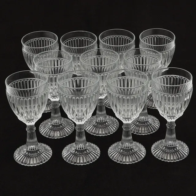 VINGLAS, 11 st, formpressat glas, 1900-talets första hälft.