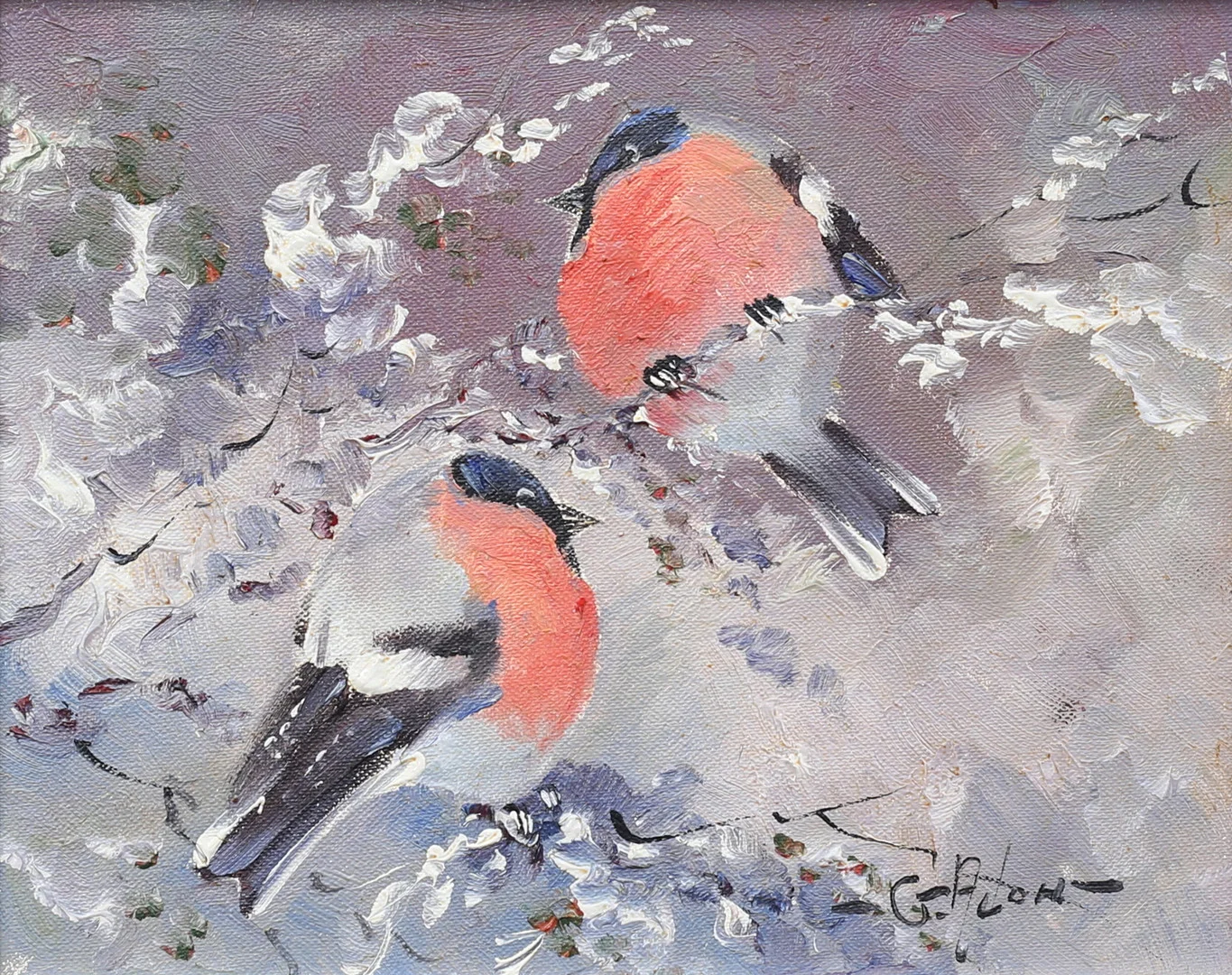 GUSTAV ADON. "Domherrar". Olja på duk, signerad. — Paintings — Auktionshuset Thelin & Johansson