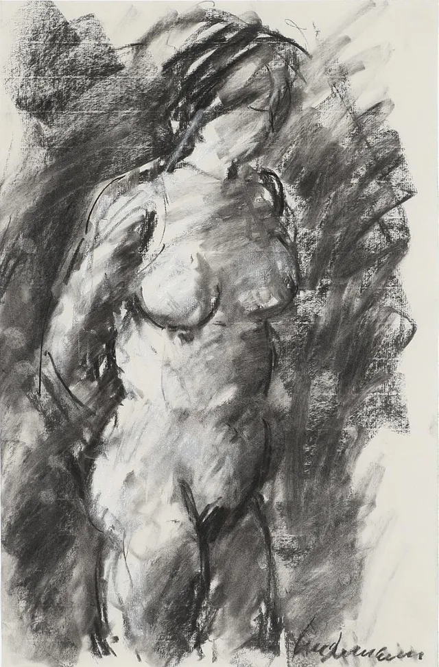 Figure composition. Signed Kai Lindemann. Oilstick on paper. Sheet size 50×32 cm.