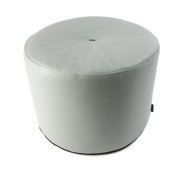 Bent Hansen. Pouf, light green leather, Ø 48 cm, unused