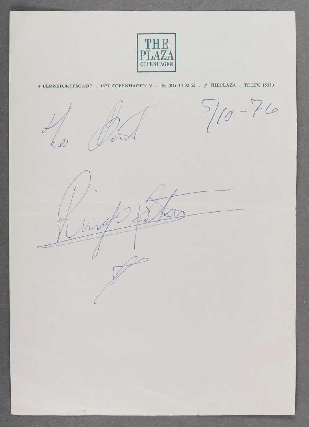 Ringo Starr autograf — Hobby and collectibles/Collectibles — Lauritz