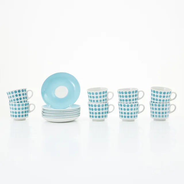 GÖRAN BÄCK. "Pop" Arabia, kaffekoppar med fat 8 stycken, 1960-tal.
