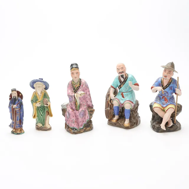FIGURINER, 5 st, porslin, keramik, Kina, 1900-tal.