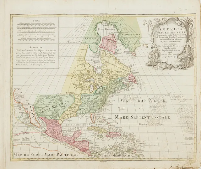 NORTH AND SOUTH AMERICA, 2 MAPS BY LOTTER, c. 1760-70.