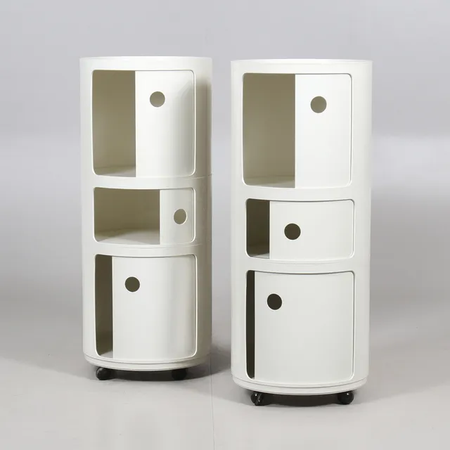 ANNA CASTELLI. Sidobord/sängbord ett par, "Componibili", Kartell, Italien, 2000-tal.