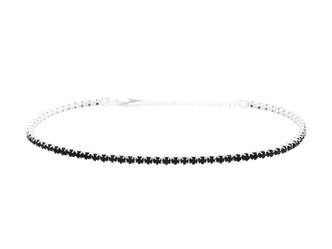 TENNISARMBAND, sterlingsilver, svarta cubic zirconia, längd 16-19 cm, vikt 2,7 g. — Smycken/Armband — Kaplans