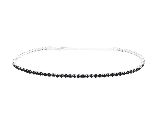 TENNISARMBAND, sterlingsilver, svarta cubic zirconia, längd 16-19 cm, vikt 2,7 g.