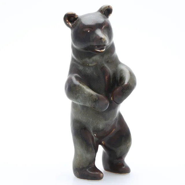 KARL GRÖSSL. Figurin, glaserad stengods, björn, monogramsignerad, Rörstrand.