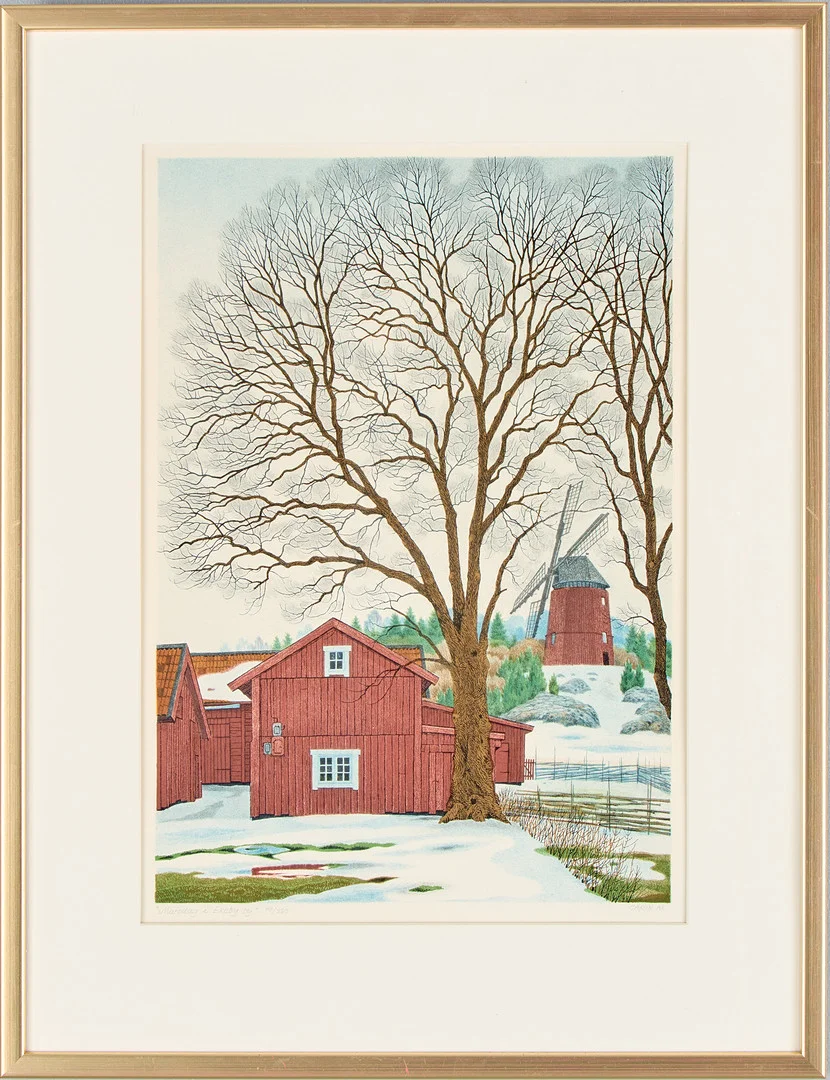CARIN AX. "Marsdag i Ekeby by". — Engravings & Prints — Uppsala Auktionskammare