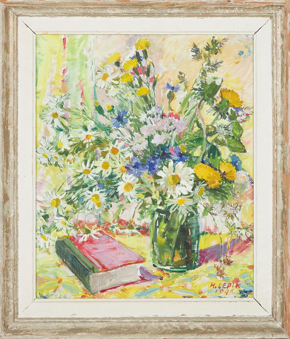 HUGO LEPIK. Stilleben, olja på pannå, signerad samt daterad 1946. — Paintings — Stockholms Auktionsverk Sickla