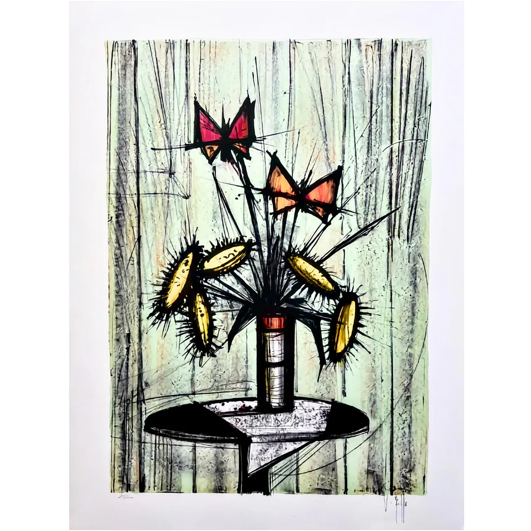 BERNARD BUFFET (1928-1999). SUNFLOWERS. — Paintings — Lots Road Auctions