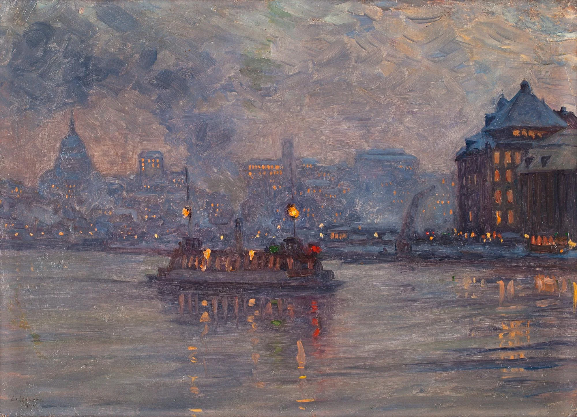 Louis Sparre, Vy från Skeppsbron mot Katarina kyrka, Stockholm. — Bukowskis