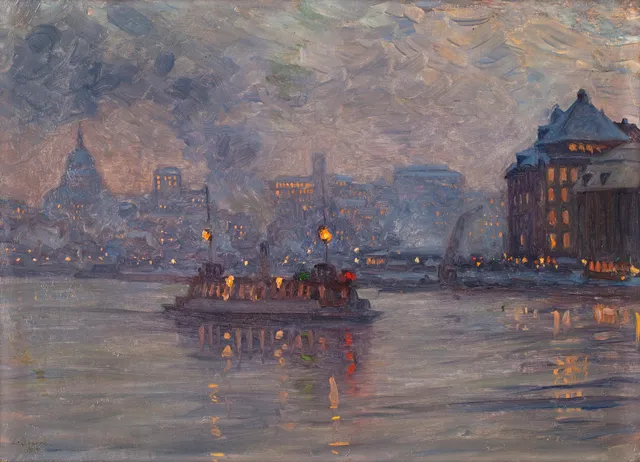 Louis Sparre, Vy från Skeppsbron mot Katarina kyrka, Stockholm.