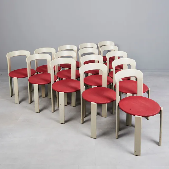 BRUNO REY. für Kusch & Co., fünfzehn Stühle / Esszimmerstühle, Modell 'Rey Chair 33', Buche, Entwurf 1971, Deutschland (15).