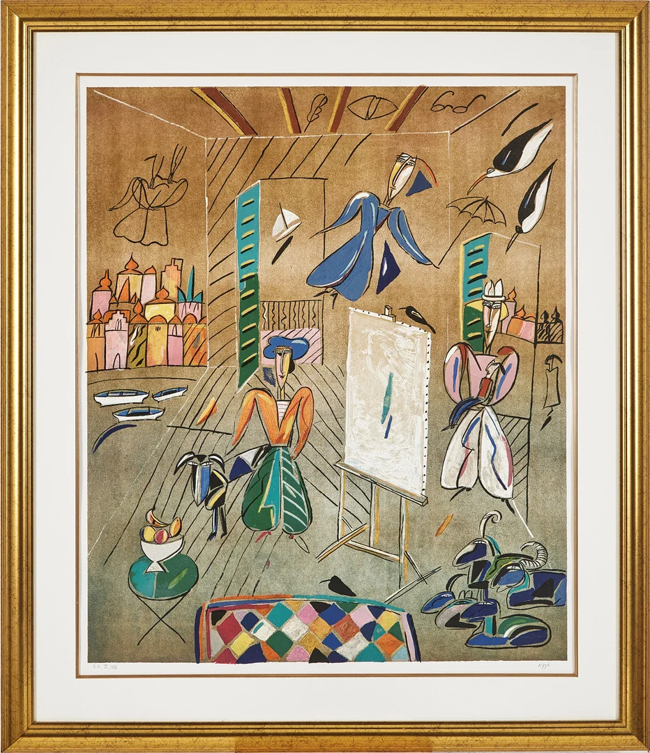 MADELEINE PYK. I ateljén, färglitografi. — Engravings & Prints — Stockholms Auktionsverk Magasin 5