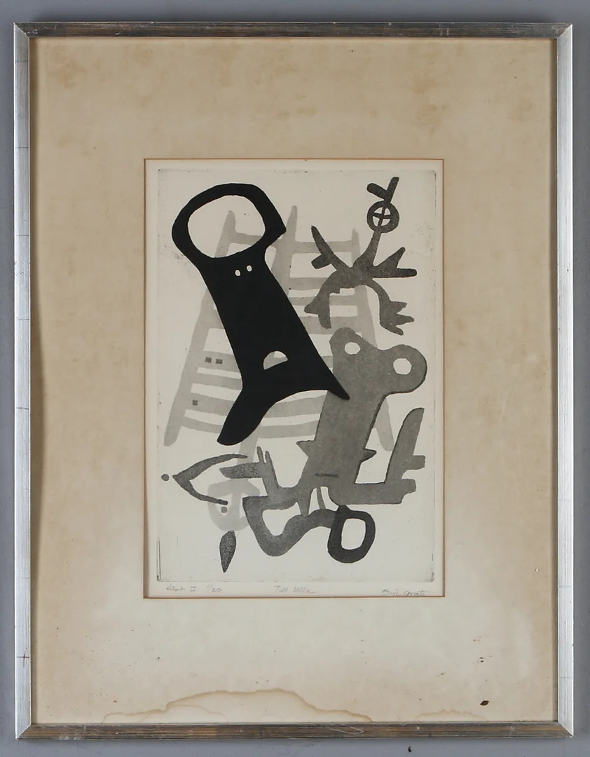 ERIC GRATE. "Etat II", etsning, signerad och numrerad 1/20. — Engravings & Prints — Auktionshuset Kolonn