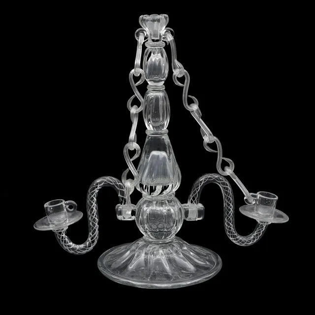 GERDA  STRÖMBERG. och KNUT BERGQVIST, LJUSSTAKE, glas, Strömbergshyttan, 1900-tal.
