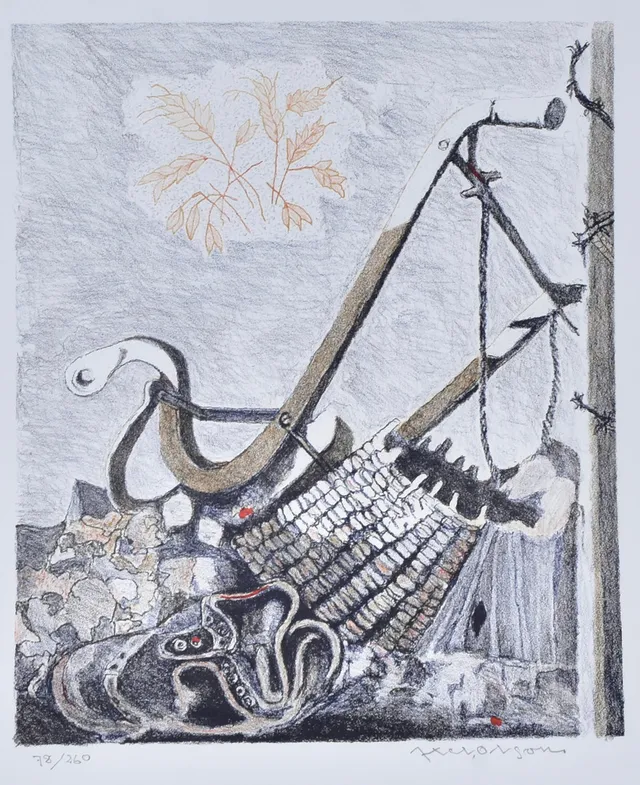 AXEL OLSON. Färglitografi.