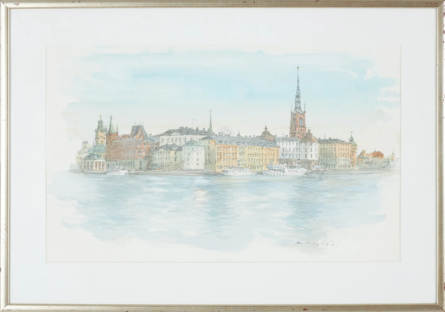 JAN LUNDQVIST (1935-2022). Stockholmsmotiv, blandteknik, signerad Jan Lundqvist. — Paintings — Stockholms Auktionsverk Sickla