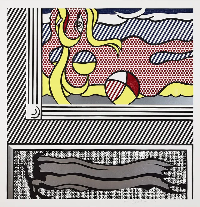 ROY LICHTENSTEIN. Two Paintings: Beach Ball, träsnitt, litografi och serigrafi, 1984, 94 x 91,6 cm.