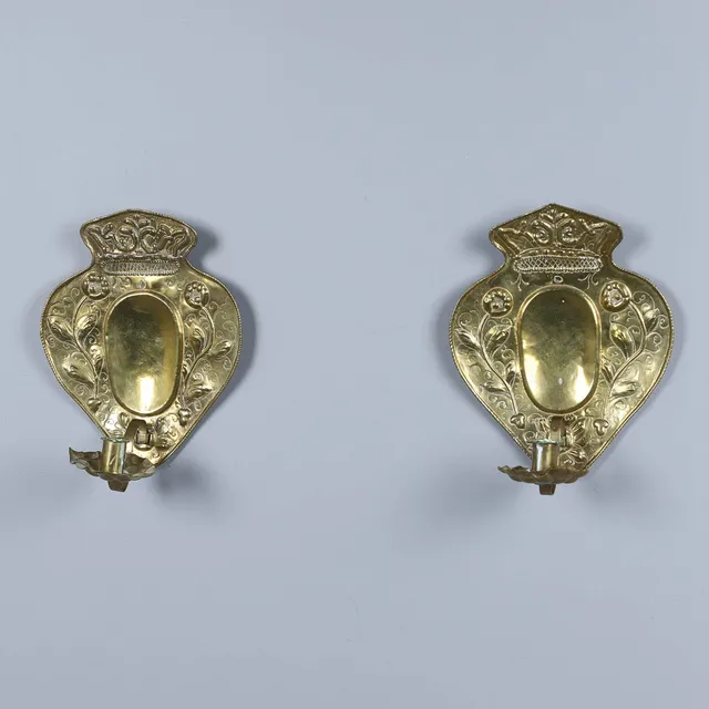 LJUSPLÅTAR, 1 PAR, BAROCK, 1700-TAL.