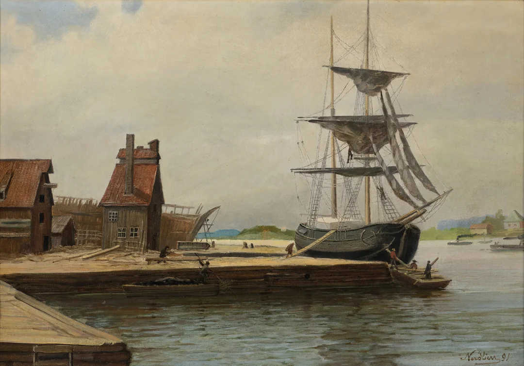 Nordlien, Olaf — Skipsbyggeri, 1891 — Kunst/Maleri — Blomqvist