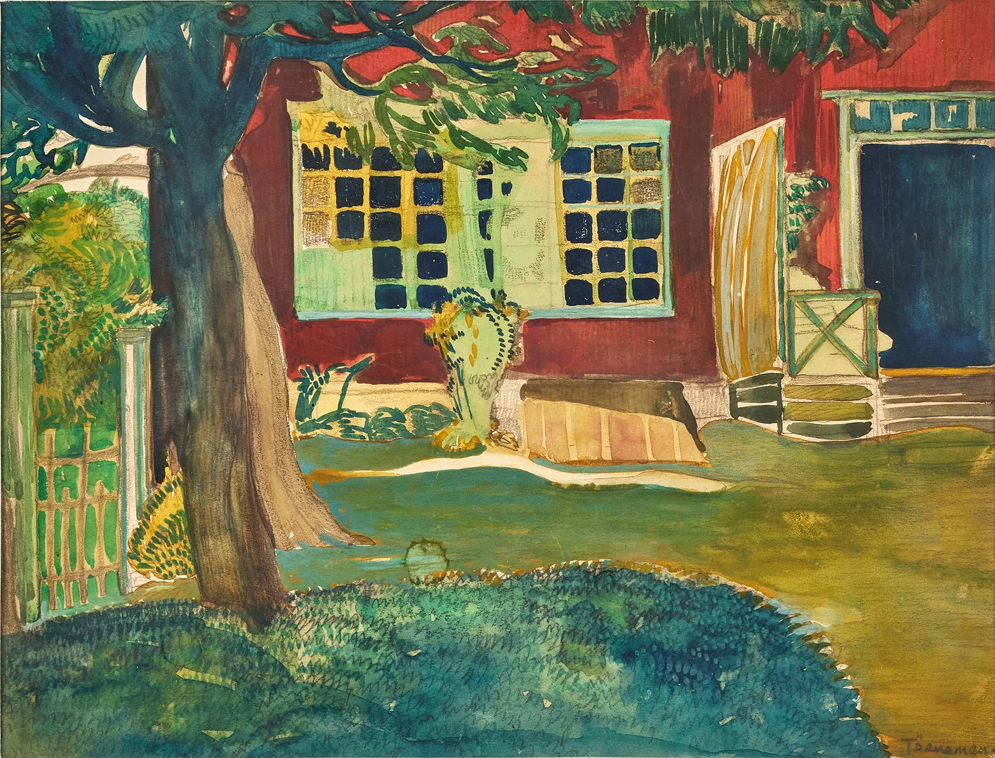 AXEL TÖRNEMAN (1880-1925). Utanför konstnärens ateljé, akvarell, 22,5 x 29,5 cm. — Paintings — Stockholms Auktionsverk Fine Art