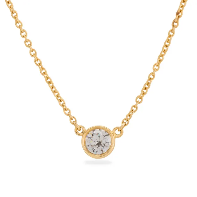 TIFFANY & CO. Diamanthalskæde af 18 kt. guld med brilliantslebet diamant. 0,30 ct. Elsa Peretti collection, 'Diamonds by the Yard'.