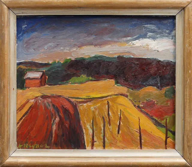KARL RAGNAR JOHANNESSON. Landskap, olja på pannå, signerad.