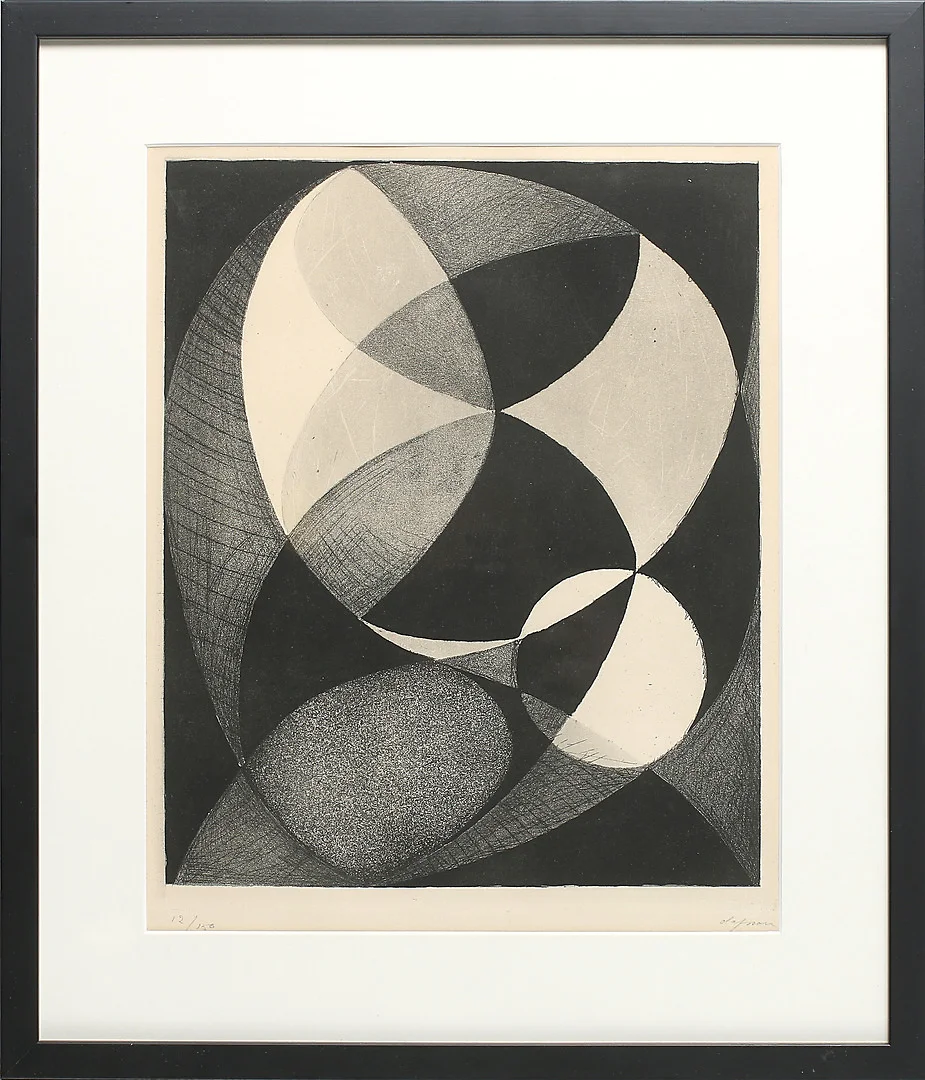 PIERRE OLOFSSON. Etsning, signerad och numrerad 12/150. — Engravings & Prints — Stadsauktion Sundsvall