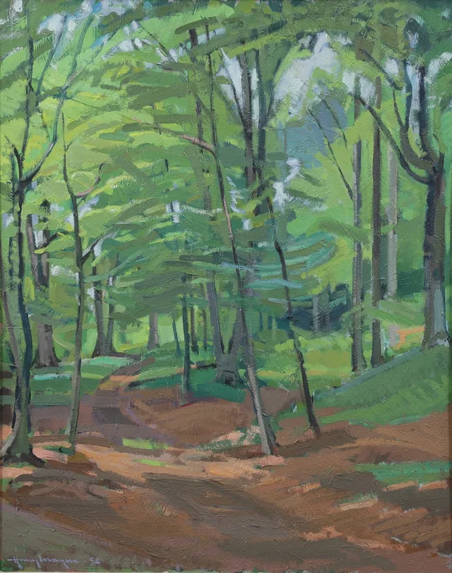 HENRY MAYNE. Eftermiddag i skogen, olja på duk, signerad och daterad -52.
