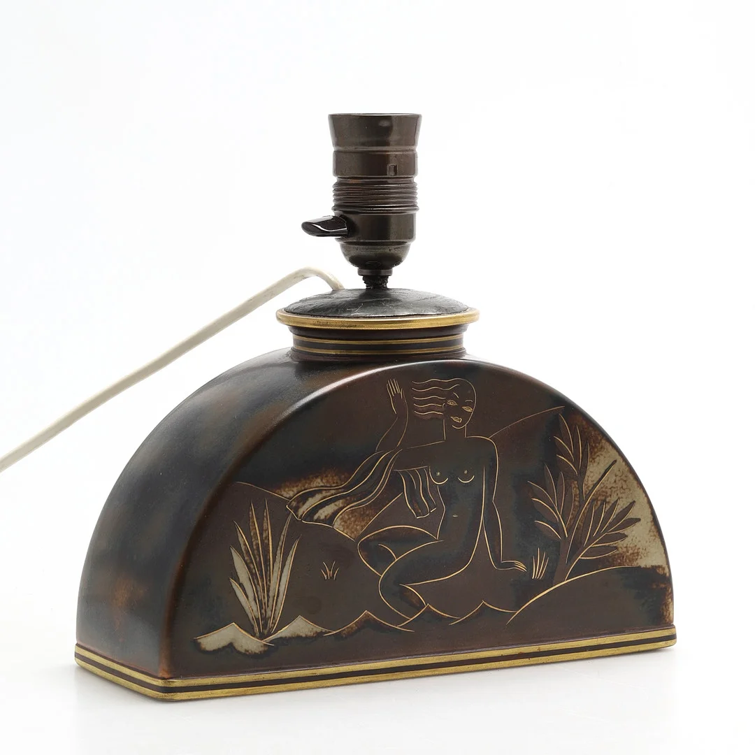 GUNNAR NYLUND. Vas / bordslampa, "Flambé", art deco, Rörstrand, Lidköping. — European — Crafoord Auktioner Malmö