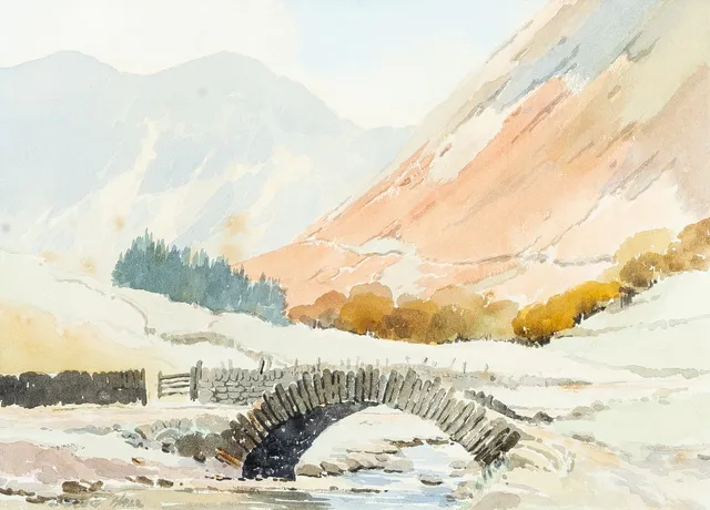 EDWIN GRIEG HALL (1929-2017). EDWIN GRIEG HALL (BRITISH, 1929-2017), WASDALE HEAD, WATERCOLOUR ON PAPER.