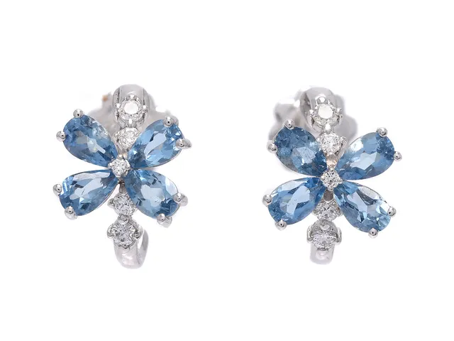 ÖRHÄNGEN, 18K vitguld, topaser, 10 briljantslipade diamanter ca 0,26 ctv, ca Ca/VS, vikt 3,7 g