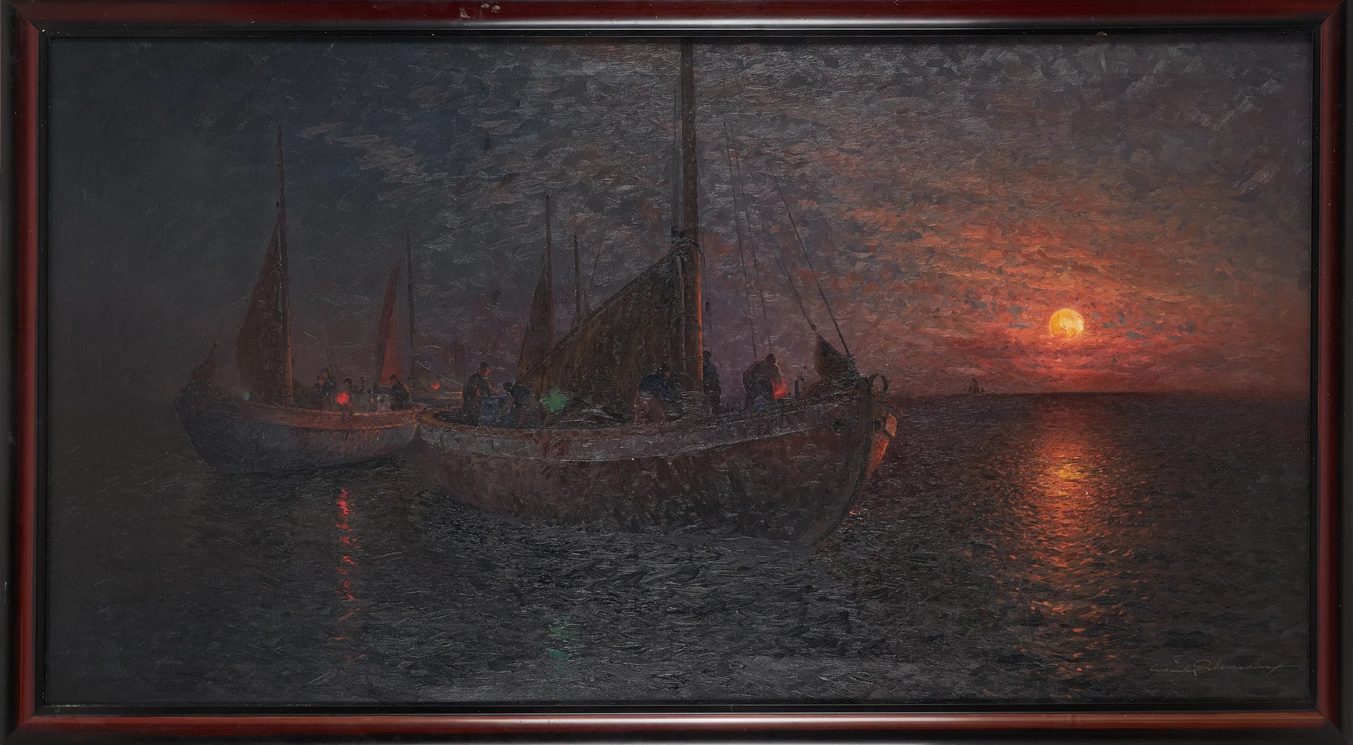 EMIL EKMAN. Fiskare i natten, olja på duk, signerad. — Paintings — Stockholms Auktionsverk Sickla