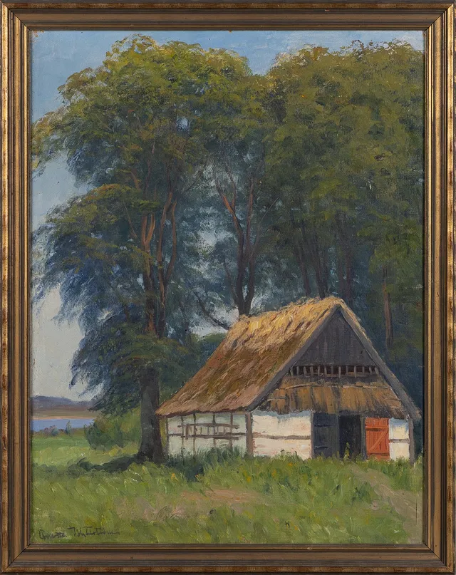 CHARLOTTE WAHLSTRÖM. Olja på duk, "Motiv vid Börringesjön, Skåne", 1920.