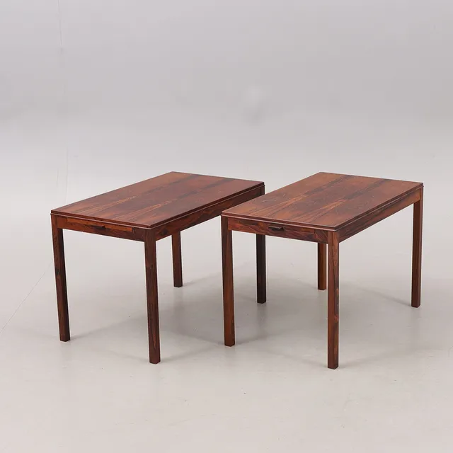 LAMPBORD/SIDOBORD, ett par, jakaranda, 1960/1970-tal.
