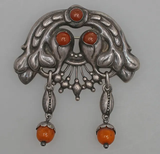 BROSCH, silver, jugend, OLN, Landskrona, 1914.
