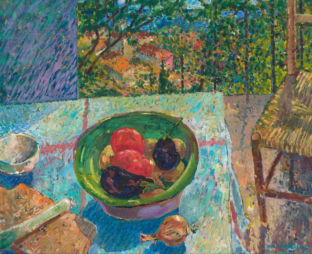 Dahl, Hans Normann — Stilleben med grønnsaker, 1992 eller 1997 — Kunst/Maleri — Blomqvist