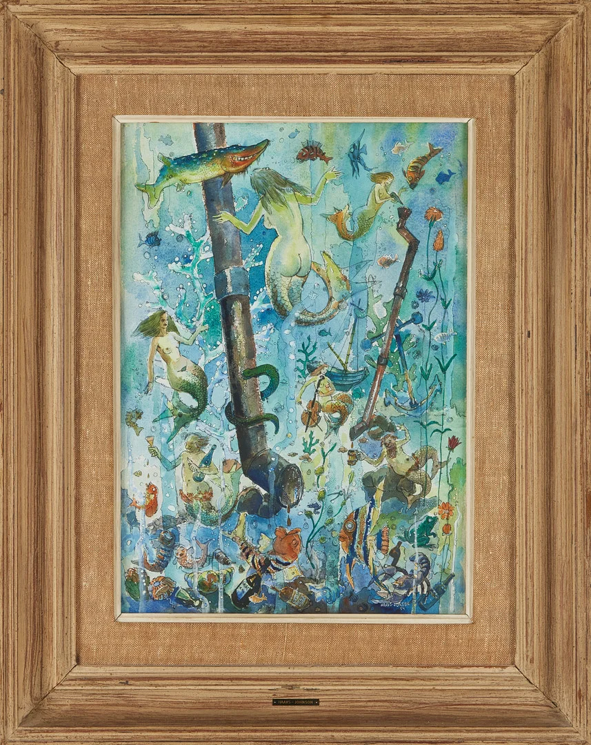 JOHN HAAVS JOHNSON (1915-1968). Havsdjup, akvarell på papper, signerad och daterad -54. — Paintings — Stockholms Auktionsverk Magasin 5