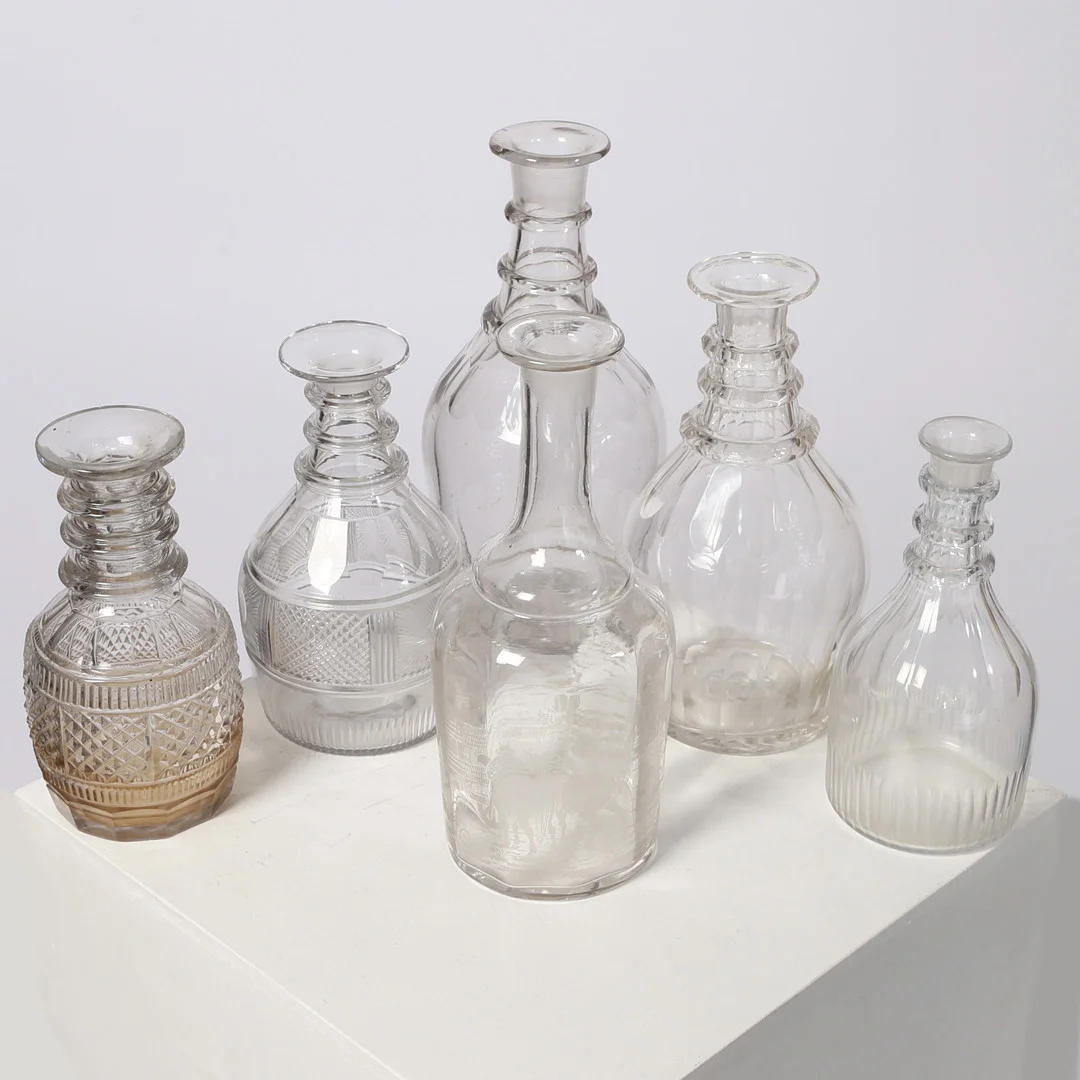 SIX VARIOUS 19TH CENTURY GLASS DECANTERS, TO INCLUDE A MAGNUM (MISSING STOPPERS) (6). — Other — Bishop & Miller
