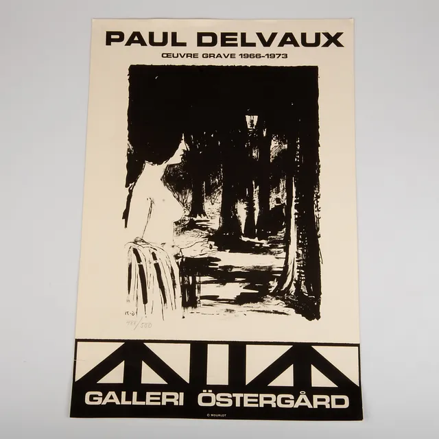 AFFISCH, Paul Delvaux, Oeuvre Grave 1966-1973, galleri Östergård.