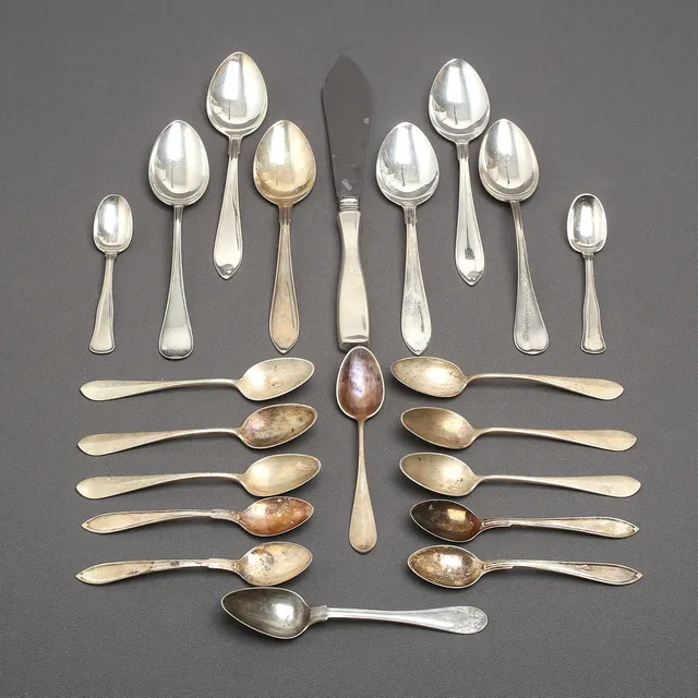 TÅRTSPADE, SKEDAR, 20 st, silver, 1900-tal.