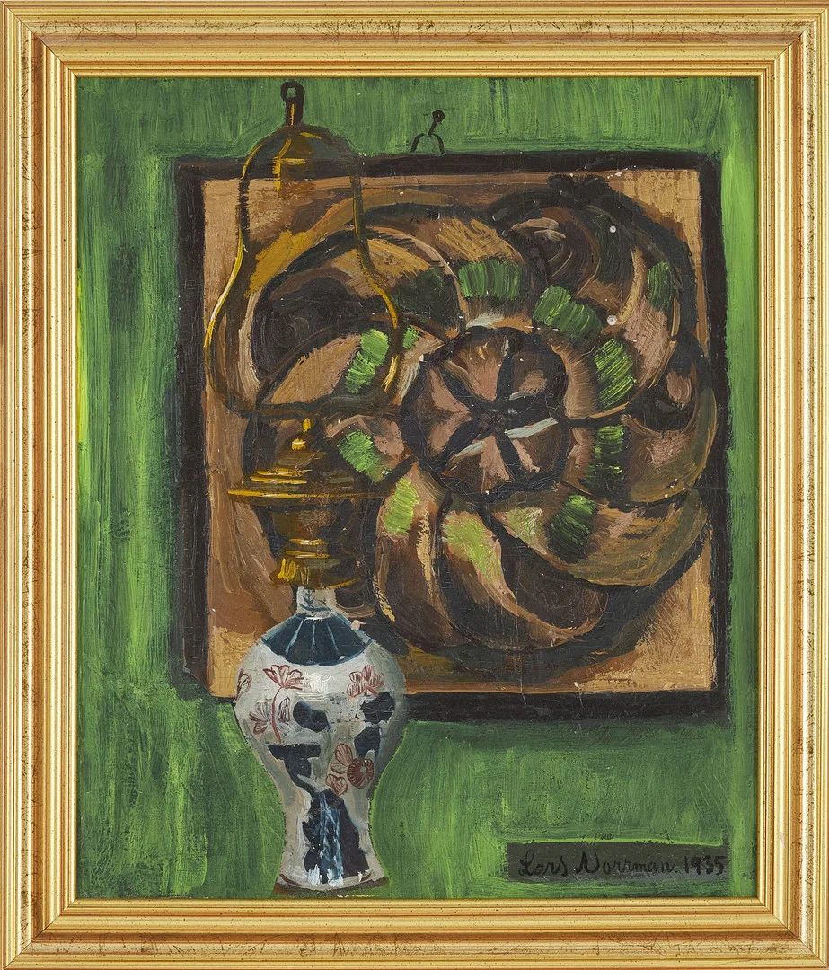 LARS NORRMAN. Stilleben, olja på duk, signerad och daterad 1935, á tergo med påskrift, Paris Maj 1935. — Paintings — Stockholms Auktionsverk Sickla