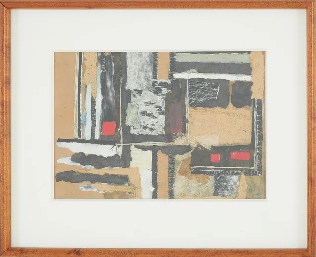 THIERRY OUSSOU. Komposition, collage med textil, signerad Oussou.
